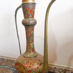 Винтажный латунный кувшин-кумган с эмалью - 3